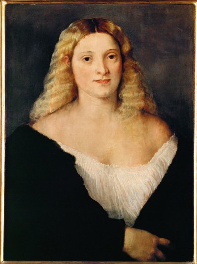 Nuori nainen mustassa mekossa ... tekijältä Titian (c.1488 1576)