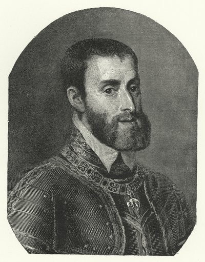 Kaarle V, Pyhän Rooman keisari (kaiverrus) tekijältä Titian (c.1488 1576) (after)