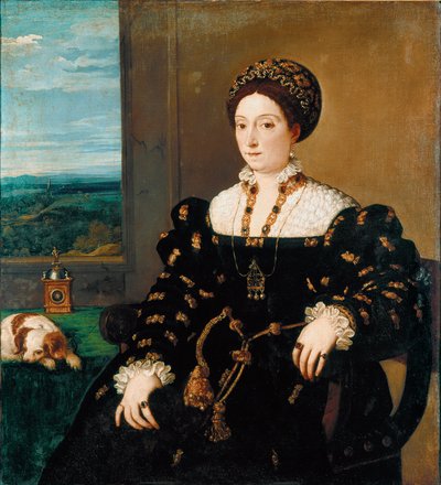 Urbinon herttuattaren Eleonora Gonzagan (Gonzaga) muotokuva Tiziano Vecellion maalaus nimeltä Tizian (n. 1490-1576) tekijältä Tiziano Vecelli