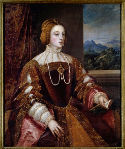 Portugalilaisen vaikutuksen Isabellan muotokuva (1503-1539) Tiziano Vecellion (1485-1576) maalaus 1500-luvun su. 1,17x0,98 m Madrid, Prado-museo tekijältä Tiziano Vecelli