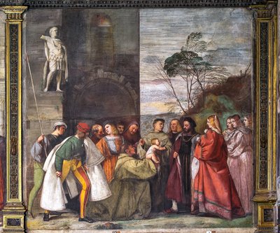 El Bebè proclamant la innocència de la Mare, Mur Nord, Escola del Sant, detall de 2195188finès tekijältä Titian (c.1488 1576)