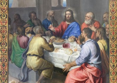 Viimeinen ehtoollinen, yksityiskohta tekijältä Titian (c.1488-1576)