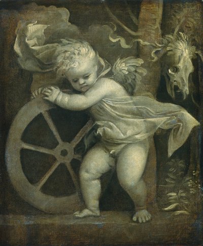 Amor ajan pyörän kanssa tekijältä Titian