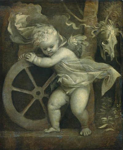 Amor ajan pyörän kanssa, n. 15151520. tekijältä Titian