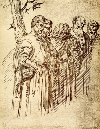 Ryhmä katsojia Pyhän Antoniuksen ihmeestä. tekijältä Tiziano Vecelli