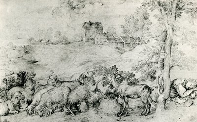 Maisema lammaslauman kanssa, c1520, 1937 tekijältä Tiziano Vecelli