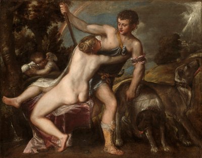 Venus ja Adonis, noin 1560 tekijältä Tiziano Vecelli