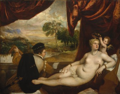 Venus ja huilunsoittaja, n.1565-70 tekijältä Tiziano Vecelli