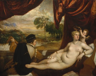 Venus ja luuttusoitin, n. 1565-70. tekijältä Tiziano Vecelli