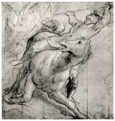 Horseman Falling, c1565, 1937 tekijältä Tiziano Vecelli