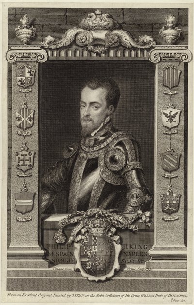 Espanjan kuninkaan Philip II:n muotokuva tekijältä Tiziano Vecelli