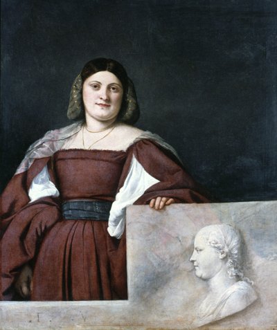 Naisen muotokuva, La Schiavona Dalmatialainen nainen, c1510-1512 tekijältä Tiziano Vecelli