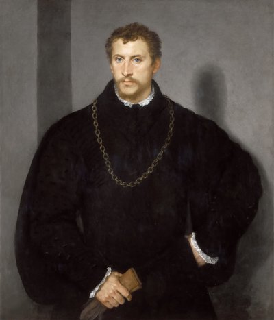 Nuoren englantilaisen muotokuva Nuoren miehen harmaat silmät muotokuva, 1540-1545. tekijältä Tiziano Vecelli