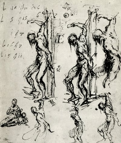 Luonnokset Brescian Pyhälle Sebastianille, c1518, 1937 tekijältä Tiziano Vecelli