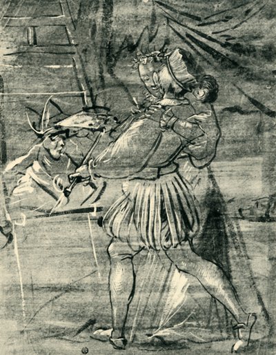 Taiteilija nuoren naisen kanssa maalaustelineen edessä, 1580, 1943. tekijältä Tobias Stimmer