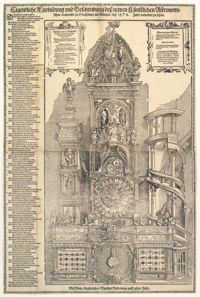 Tähtitieteellinen kello katedraalissa Strasbourgissa, 1574. tekijältä Tobias Stimmer