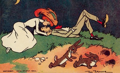 Pariskunta suutelee (värilitro) tekijältä Tom Browne