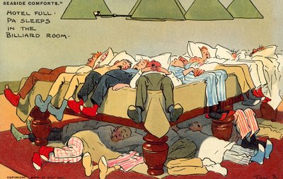 Hotel Full, isä nukkuu biljardihuoneessa (chromolitho) tekijältä Tom Browne