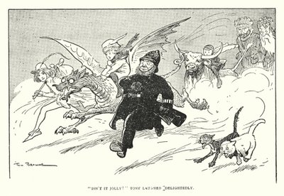 "Eikö olekin hauskaa!" Tony nauroi iloisesti (litho) tekijältä Tom Browne