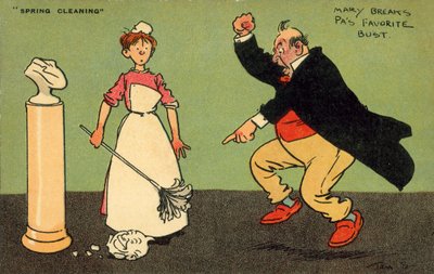 Mary rikkoo isän suosikkirintakuvan (väri litho) tekijältä Tom Browne