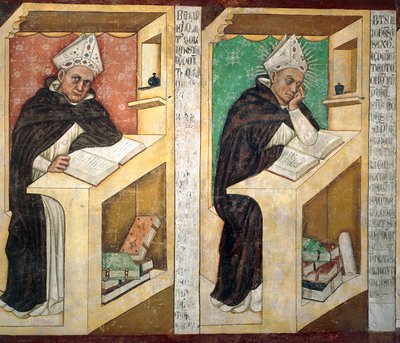 St Albert Great, yksityiskohta Dominikaanisen ritarikunnan neljänkymmenen maineikkaan jäsenen syklistä tekijältä Tomaso da (late 15th century) Modena