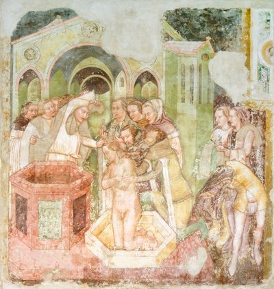 Englannin prinssin kaste, yksityiskohta freskosta Legend of St Ursula tekijältä Tomaso da (late 15th century) Modena