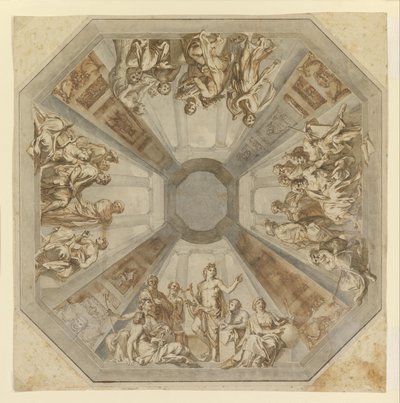 Tutkimus Apollon voitosta Sala delle Muse -katolle, Museo Pio-Clementino, Vati tekijältä Tommaso Conca