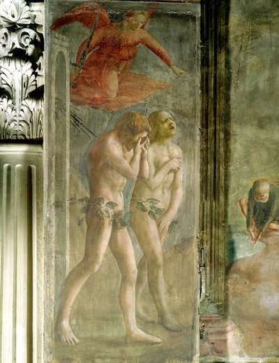 Aadam ja Eeva karkotettiin paratiisista, noin 1427 (ennallistamista edeltävä) (katso myös 30029 ja 428037) tekijältä Tommaso Masaccio
