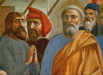 Pyhän Pietarin varjo lankeaa sairaan päälle ... (seinämaalaus) tekijältä Tommaso Masaccio