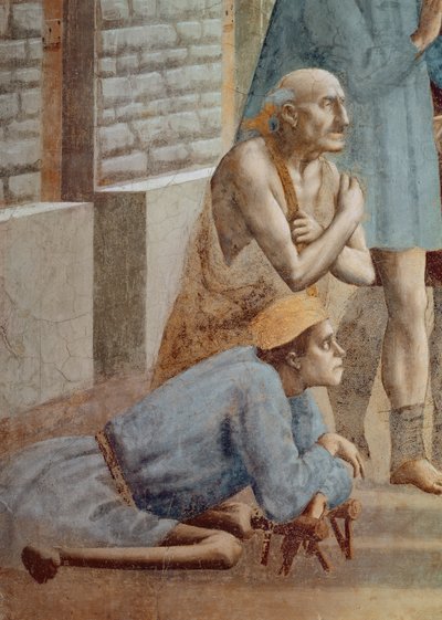 Pyhä Pietari parantaa varjollaan rampan yksityiskohdan, n.1427 ks. myös 60321 & 63310 fresko. tekijältä Tommaso Masaccio