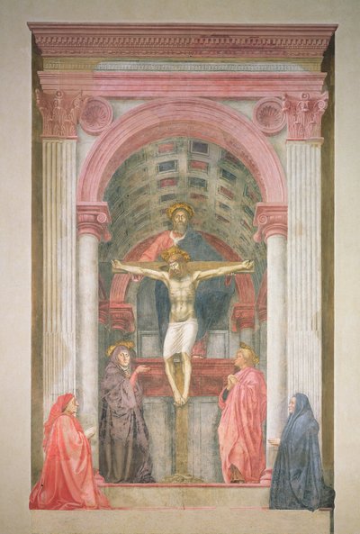 Kolminaisuus, 1427-28 (restauroinnin jälkeen) (yksityiskohta) tekijältä Tommaso Masaccio