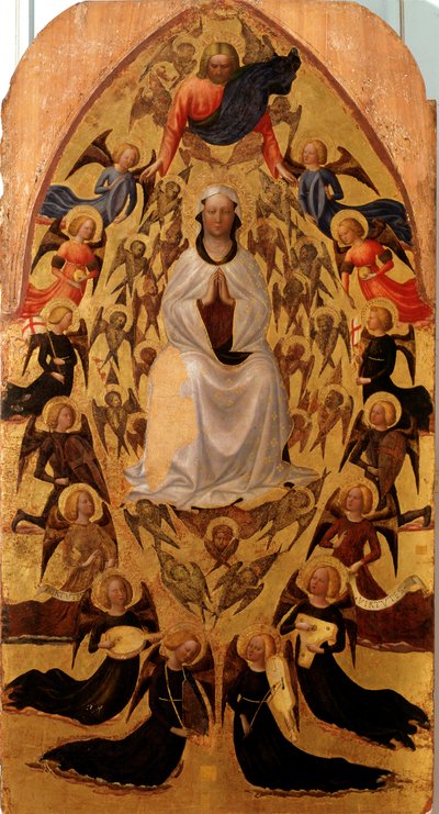 Neitsyt taivaaseenastuminen - tempera paneelissa tekijältä Tommaso Masolino da Panicale