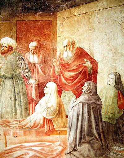 Yksityiskohta Tabithasta, Tabithan herättämisestä, n. 1427 tekijältä Tommaso Masolino da Panicale