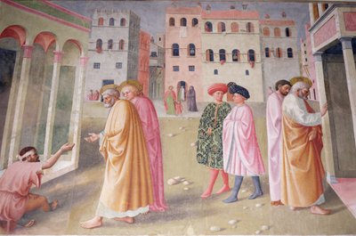 Rampan parantaminen ja Tabithan ylösnousemus tekijältä Tommaso Masolino da Panicale