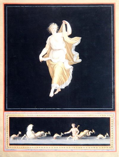Kopio pompejilaisesta allegorisesta maalauksesta, panoraamatapetti, n. 1790 tekijältä Tommaso Piroli