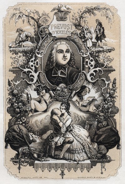 Abbe Prevostin (Antoine Francois Prevostin) (1697-1763) "Histoire de Manon Lescaut et du Chevalier Des Grieux" -elokuva - Tony Johannot (1803-1852) kuvittama painos vuodelta 1839 tekijältä Tony Johannot