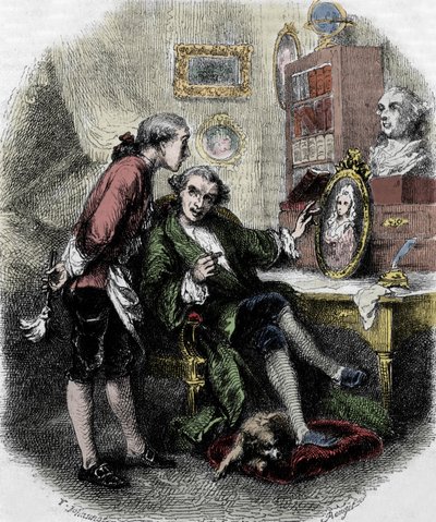 Kuva Xavier de Maistren teoksesta "" Matka huoneeni ympäri"" (1794). Kuvitus Tony Johannot tekijältä Tony Johannot