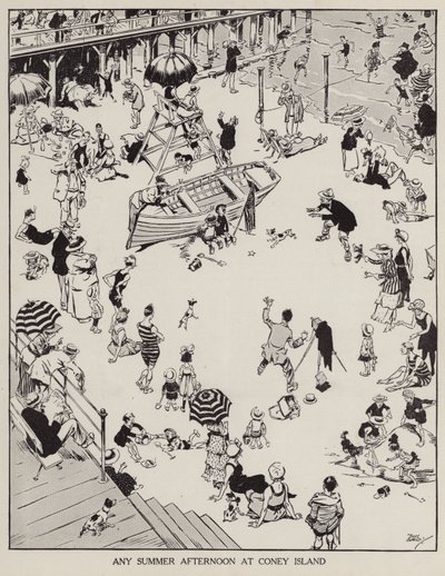 Kesäiltapäivä Coney Islandilla (litho) tekijältä Tony Sarg