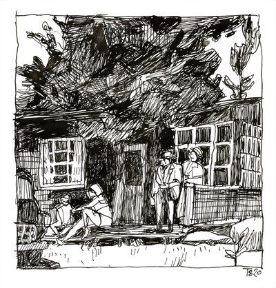 Vintage-tyylinen kuistikohtaus tekijältä Tore Bahnson