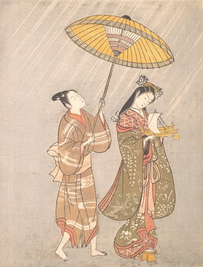 Komachi rukoilee sateen puolesta, n. 1765.. tekijältä Torii Kiyomitsu.