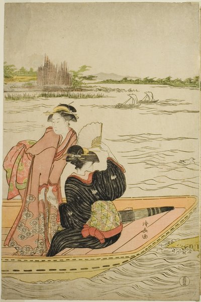 Lautta Sumida-joella tekijältä Torii Kiyonaga
