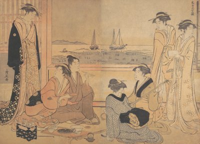 Merrymakers Party Tea-house Shinagawa, noin. 1783. tekijältä Torii Kiyonaga