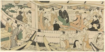 Näyttelijöiden veneilyjuhla Sumida-joella tekijältä Torii Kiyonaga