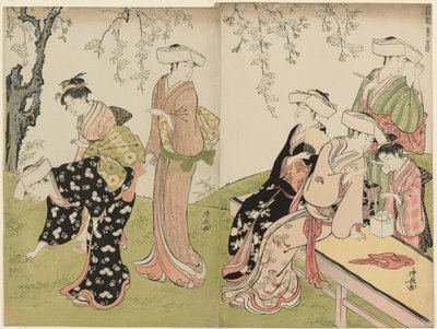 Kevätretki sarjasta A Brocade of Eastern Manners (Fuzoku azuma no nishiki) tekijältä Torii Kiyonaga