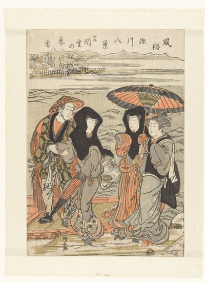 Ilta lumisadetta Sangendossa Sangendo no bosetsu (otsikko esineessä) Kahdeksan kasvoa tapoja ja tapoja Fukagawassa (sarjan nimi) Fuzoku Fukagawa hakkei (sarjan nimi esineessä) tekijältä Torii Kiyonaga