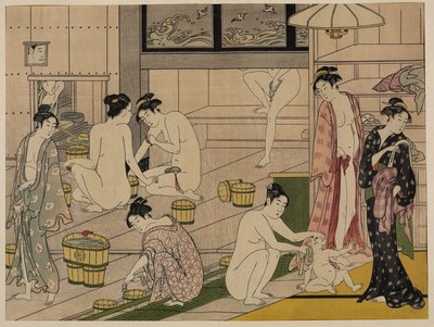 Kylpyhuone, n. 1785 (puupainatus) tekijältä Torii Kiyonaga