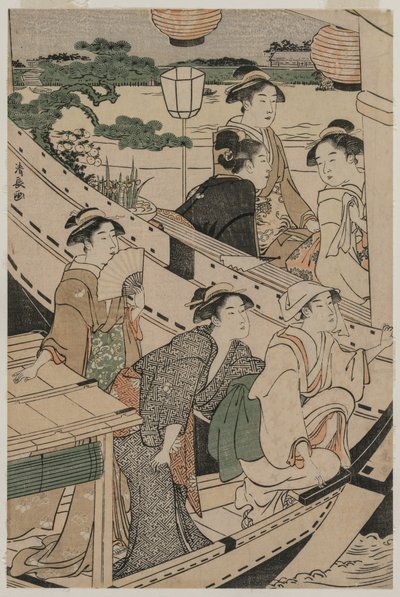 Veneilyjuhlat Sumida-joella, 1789. tekijältä Torii Kiyonaga