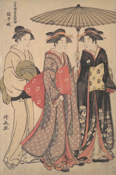 Tachibana Streetin tanssijat, 1742-1815. tekijältä Torii Kiyonaga