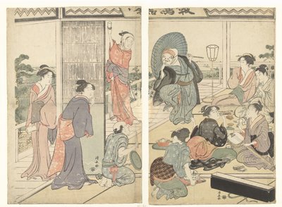 Juhlat Komeikan-teetalossa tekijältä Torii Kiyonaga