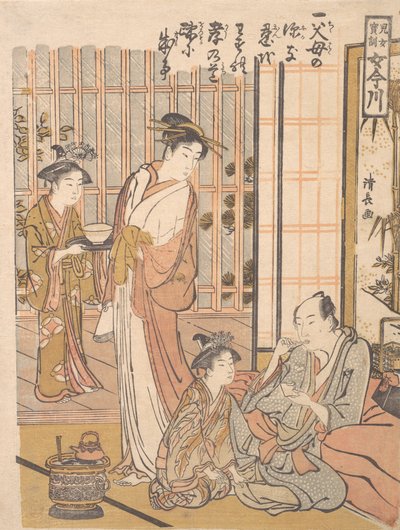 Unohtamalla Filial Piety, n. 1781. tekijältä Torii Kiyonaga